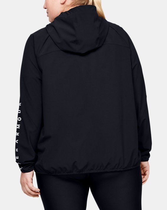 Women's UA Woven Branded Full Zip Hoodie, Black, pdpMainDesktop image number 2